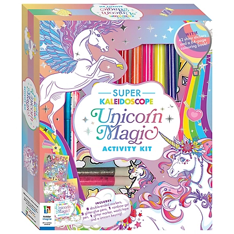 Hinkler Super Kaleidoscope - Unicorn Magic Activity Kit - Coloring Book with Glitter Stationery and Stickers