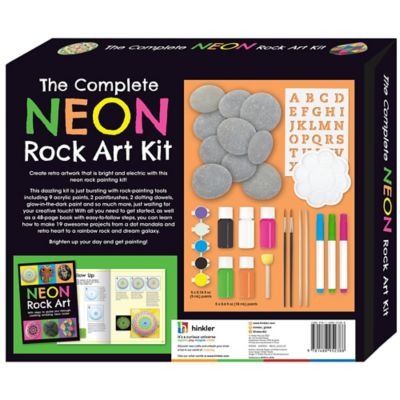 Image showing  The Complete Neon Rock Art Kit, DIY Rock Painting for Kids, Rocks, Brushes, Paint, Stencils Included
