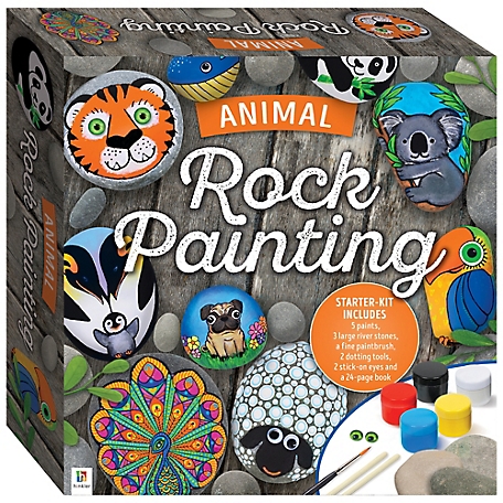 Craft Maker Animal Rock Painting Box Set - DIY Rock Painting for Adults - Rocks, Brush, Paint Included, 9781488916403
