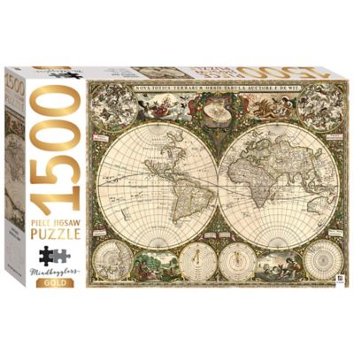 Mindbogglers Gold 1500 pc. Jigsaw Puzzle: Vintage World Map - Jigsaws for Adults, 9354537000295