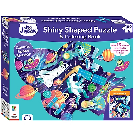 Hinkler Jr Jigsaw 100 pc. Jigsaw Puzzle: Cosmic Space Mission Shiny Shaped Puzzle & Coloring Book, 9781488953439