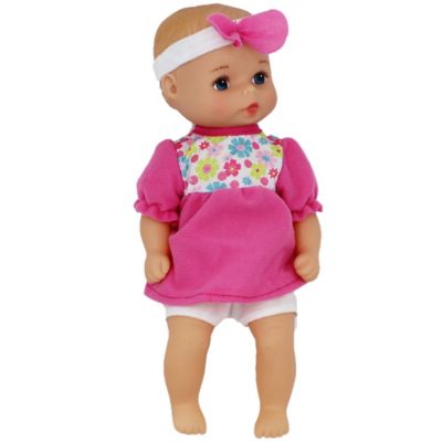 Image showing  Goldberger Doll 11 in. Classic Softina with Pink & Foral Jumper & Headband, 51140-2