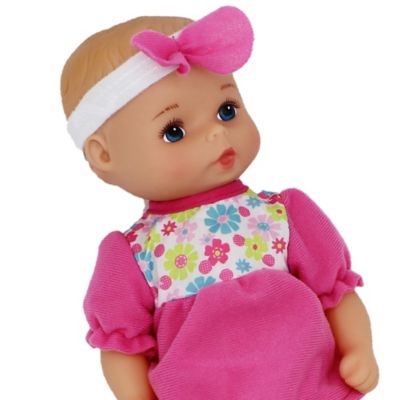 Image showing  Goldberger Doll 11 in. Classic Softina with Pink & Foral Jumper & Headband, 51140-2