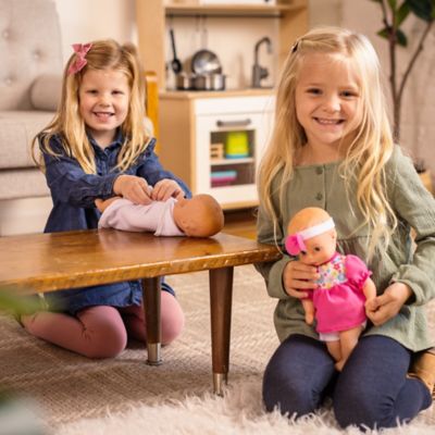 Image showing 6 th Baby's First Goldberger Doll 11 in. Classic Softina with Pink & Foral Jumper & Headband, 51140-2