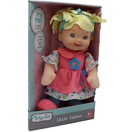 Baby's First Goldberger Doll 15 in. Little Talker Doll Blonde with Coral Dress, 71230-1