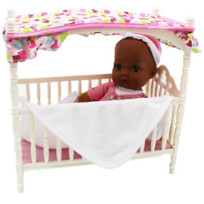 Image showing  Goldberger Doll Canopy Crib with 9 in. Doll African-American, 94085