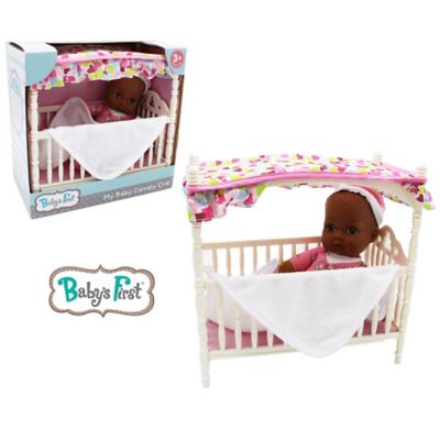 Image showing  Goldberger Doll Canopy Crib with 9 in. Doll African-American, 94085