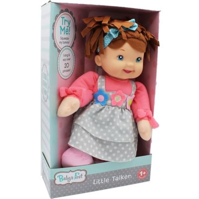 Baby's First Goldberger Doll Little Talker Brunette with Coral Dress, 71230-2