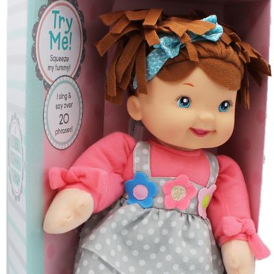 Image showing 5 th Baby's First Goldberger Doll Little Talker Brunette with Coral Dress