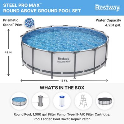Image showing  Steel Pro 15 ft. x 48 in. Round Above Ground Pool Set, 4,231 gal.