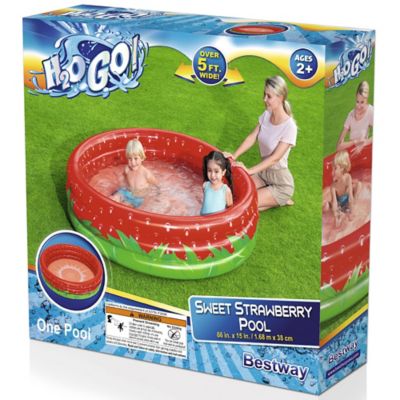 Image showing  H2OGO! Sweet Strawberry Pool, 66 in. x H15 in., Inflatable 3-Ring Play Pool, Kids, 103 gal., 51145E