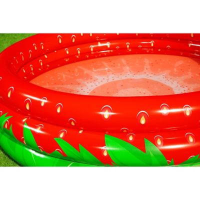 Image showing  H2OGO! Sweet Strawberry Pool, 66 in. x H15 in., Inflatable 3-Ring Play Pool, Kids, 103 gal., 51145E