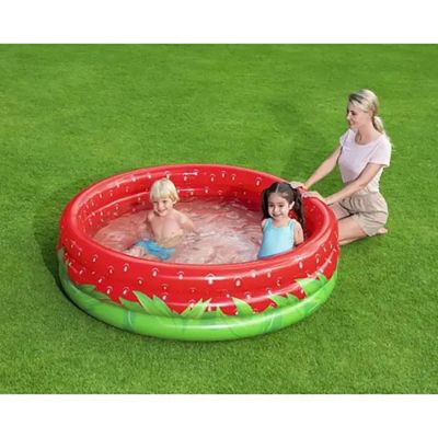 Image showing  H2OGO! Sweet Strawberry Pool, 66 in. x H15 in., Inflatable 3-Ring Play Pool, Kids, 103 gal., 51145E