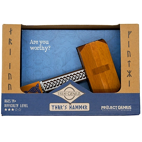 Project Genius Thor's Hammer Wooden Puzzle, Medium Difficulty, TG434