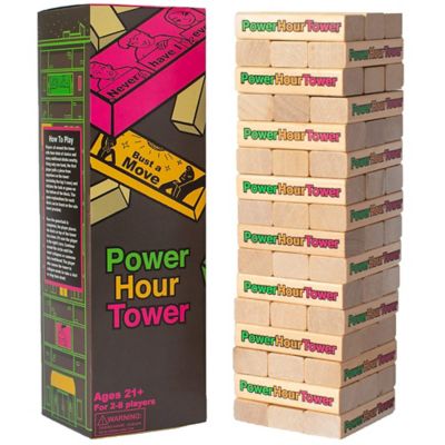 Power Hour Tower Adult Party Game - 48 Hilarious Wooden Blocks, PHT115