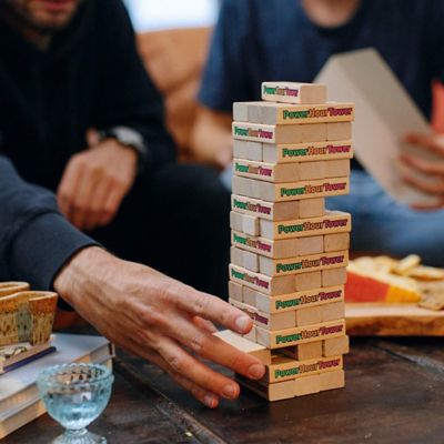 Image showing 6 th Power Hour Tower Adult Party Game, 48 Hilarious Wooden Blocks