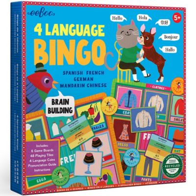 eeBoo 4 Language Bingo Game/Spanish, French, German, Mandarin Chinese/ Ages 3+, BOLAN