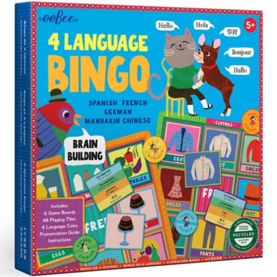 eeBoo 4 Language Bingo Game/Spanish, French, German, Mandarin Chinese/ Ages 3+, BOLAN