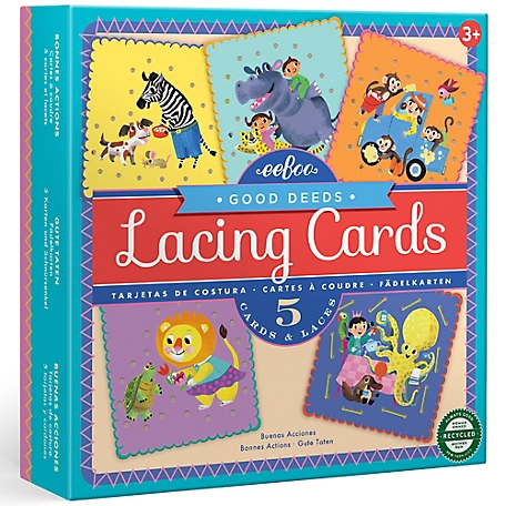 eeBoo Good Deeds Lacing Cards/, Set of 5 Cards/ Ages 5+, LCGDD