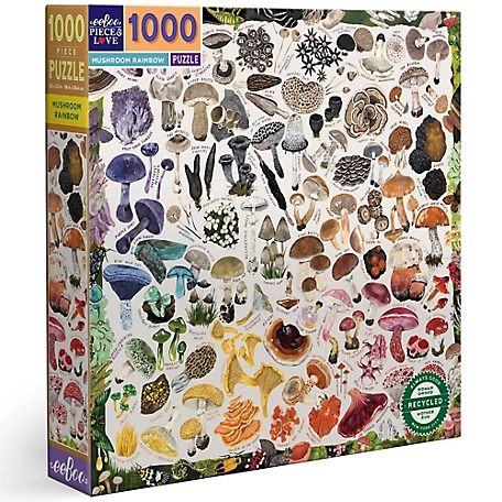 eeBoo pc. and Love Mushroom Rainbow 1000 pc. Square Adult Jigsaw Puzzle/ Ages 14+, PZTMRW