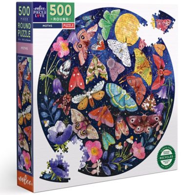 eeBoo pc. and Love Moths 500 pc. Round Adult Jigsaw Puzzle/ Ages 14+, PZFMOT