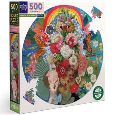 eeBoo pc. and Love Theatre of Flowers 500 pc. Round Adult Jigsaw Puzzle/ Ages 14+, PZFTFL