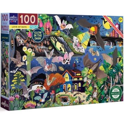eeBoo Love of Bats Glow in the Dark 100 pc. Jigsaw Puzzle/ Ages 5+, PZBAT