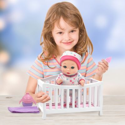 Image showing  Doll In Crib - 8 in. Baby Doll Playset - New Adventures, Children's Pretend Play, Ages 2+, 3923