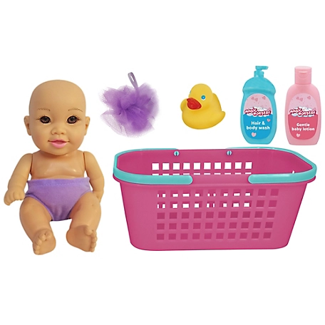 Magic Nursery Bath Caddy - 8 in. Baby Doll Playset - Doll with Brown Eyes, 4017