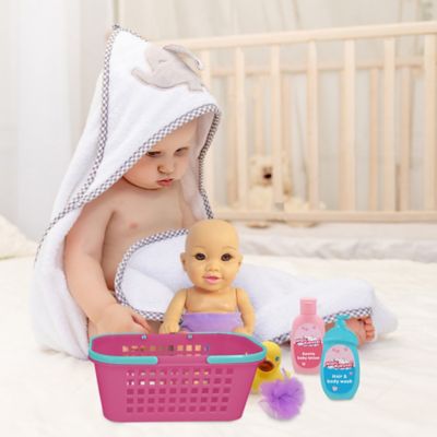 Image showing  Bath Caddy - 8 in. Baby Doll Playset - Doll with Brown Eyes, 4017