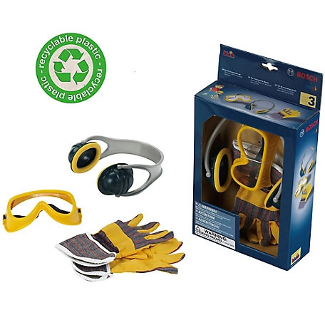 Bosch Accessories Set, Includes Worker Gloves + Pair of Goggles + Ear Muffs, 8237/8339
