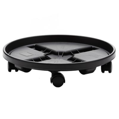 Bloem Round Planter Caddy with Wheels, 12 in., Durable Plastic Dolly, B07ZR1HV4X