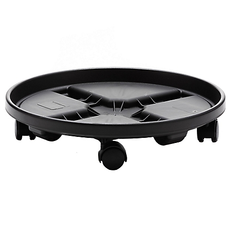 Bloem Round Planter Caddy with Wheels, 12 in., Durable Plastic Dolly, B07ZR1HV4X