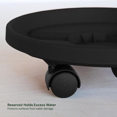 Image showing  Round Planter Caddy with Wheels, 12 in., Durable Plastic Dolly, B07ZR1HV4X