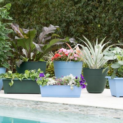 Image showing 6 th Bloem 8.5 gal. Plastic Dayton Planter with Saucer, 16 in.