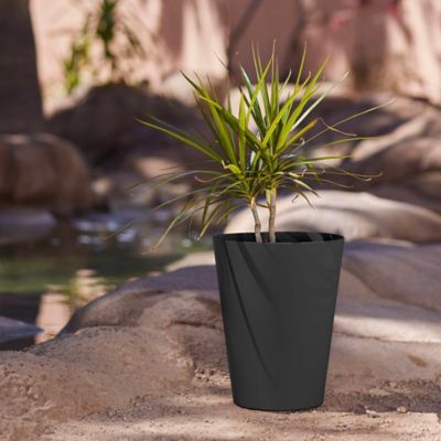 Image showing  4 gal. Plastic Tall Finley Tapered Round Planter, 14 in., Matte Textured Finish
