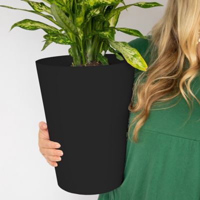 Image showing  4 gal. Plastic Tall Finley Tapered Round Planter, 14 in., Matte Textured Finish