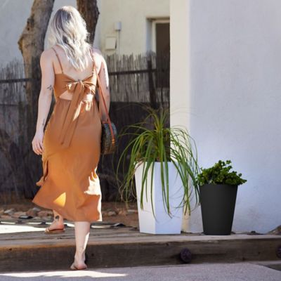 Image showing  4 gal. Plastic Tall Finley Tapered Round Planter, 14 in., Matte Textured Finish