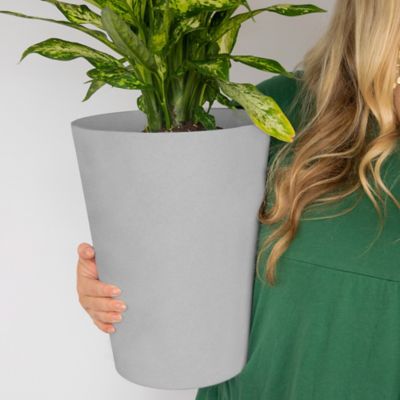 Image showing 3 th Bloem 4 gal. Plastic Tall Finley Tapered Round Planter, 14 in., Matte Textured Finish