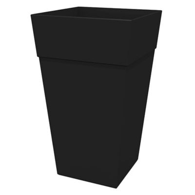 Bloem 9 gal. Plastic Tall Finley Tapered Square Planter, 25 in., Matte Textured Finish