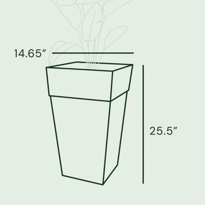Image showing  9 gal. Plastic Tall Finley Tapered Square Planter, 25 in., Matte Textured Finish