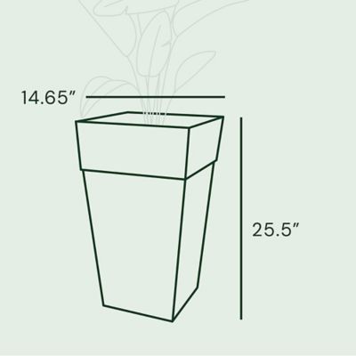 Image showing  9 gal. Plastic Tall Finley Tapered Square Planter, 25 in., Matte Textured Finish