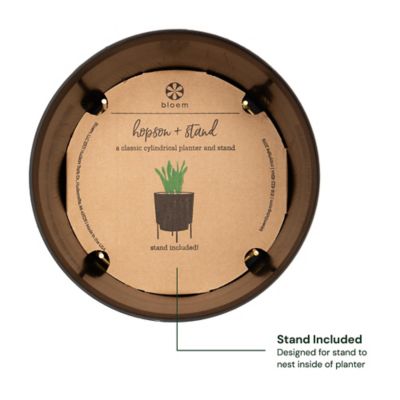 Image showing  0.75 gal. Plastic Hopson Round Planter with Gold Metal Stand, 6 in.