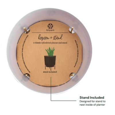 Image showing  0.75 gal. Plastic Hopson Round Planter with Gold Metal Stand, 6 in.