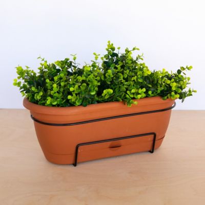 Image showing 6 th Bloem 2.5 gal. Plastic Lucca Self Watering Oval Window Box Planter, 18 in.