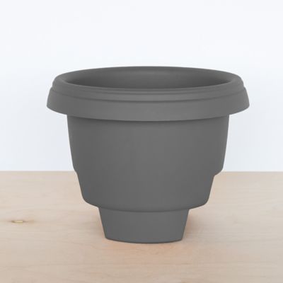 Image showing 6 th Bloem 2 gal. Plastic Modica Deck Rail Round Planter, 12 in., Fits Rail Sizes 3 in., 3.75 in.