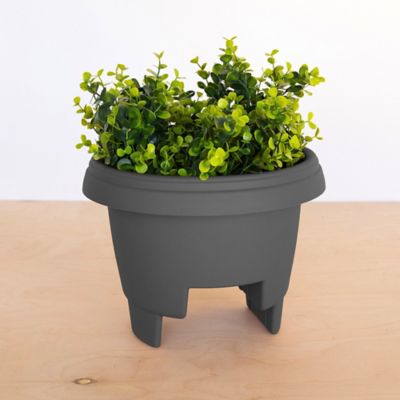 Image showing 7 th Bloem 2 gal. Plastic Modica Deck Rail Round Planter, 12 in., Fits Rail Sizes 3 in., 3.75 in.
