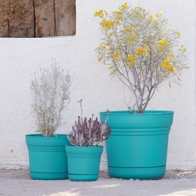 Image showing 6 th Bloem Saturn Round Planter with Removable Saucer Tray, 10 in.