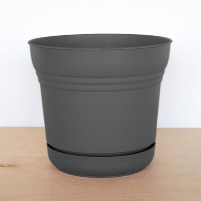 Image showing 6 th Bloem 5 gal. Saturn Round Planter with Saucer Tray, 14 in.