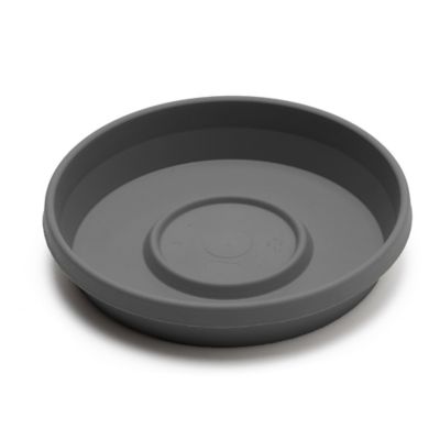 Image showing 6 th Bloem Terra Pot Round Drain Saucer, 14 in., Ribbed Bottom, Charcoal